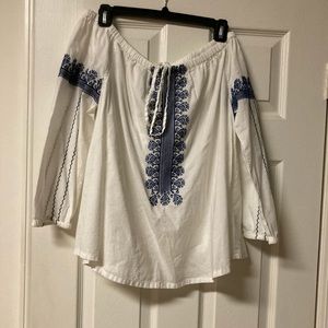 Madewell embroidered top, size M